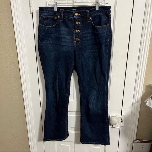 J. Crew Factory Mid Rise Flare Crop Jeans All Day Stretch Size 30 O2 - Picture 3 of 11